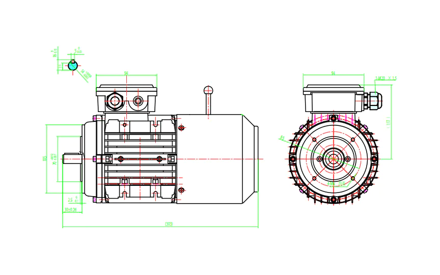 Busck Wechestrommotor mit Bremse T3AB90S-6, 0.75kW, 950RPM, 230/400V, 50Hz, Aluminium