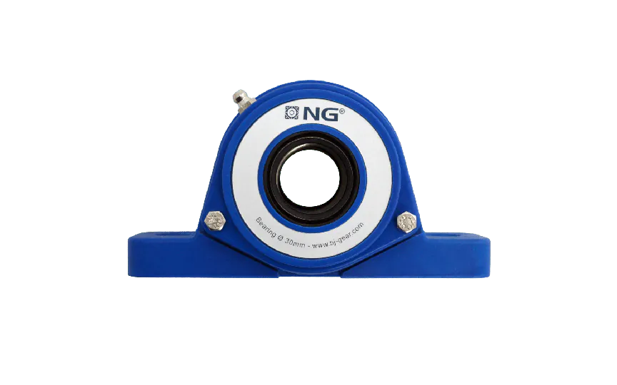 NG wasserdicht Stehlager SF2 Ø30, 2-Loch, offener Deckel, Blau