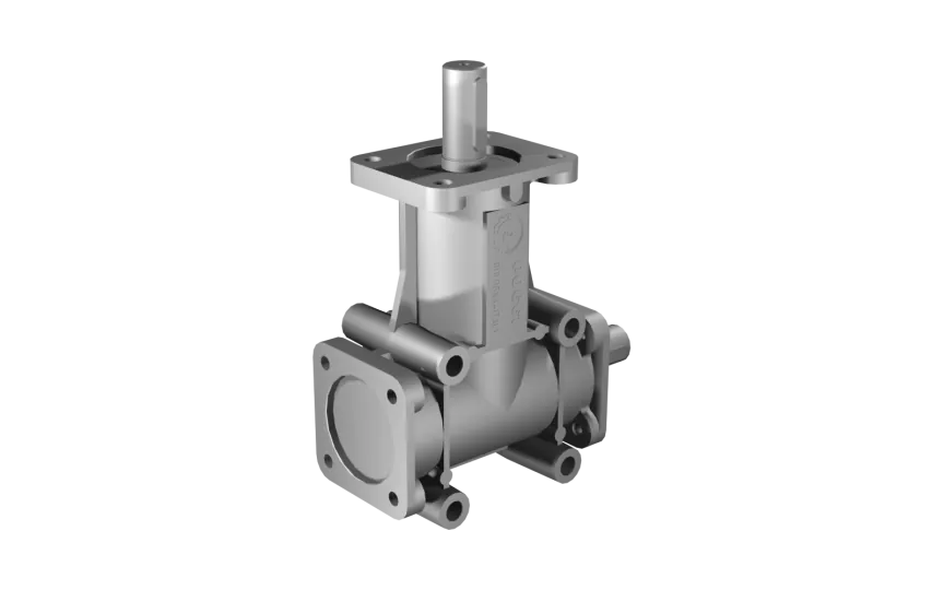 Poggi right angle gearbox 2032, R1:1, D1, Ø24h7, 2-way, Aluminium