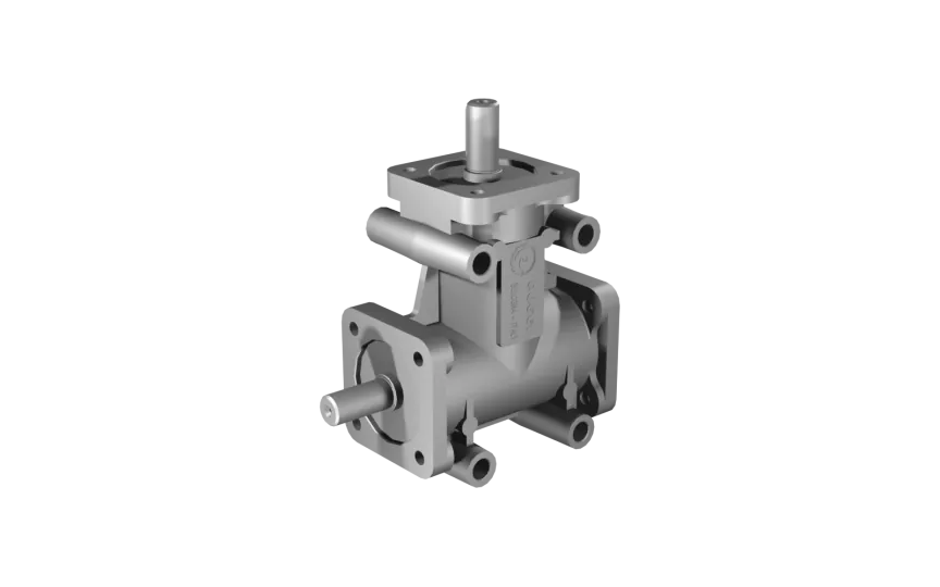 Poggi vinkelgear 2011, R1:1, D2, Ø14h7, 2-vejs, Reduceret slør, Aluminium