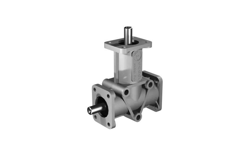 Poggi right angle gearbox 2033, R1:3, D1/2, Ø24h7, 3-way, Aluminium