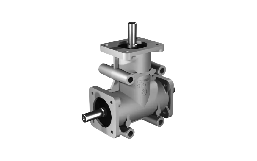 Poggi right angle gearbox 2002, R1:1, D1/2, Ø8h7, 3-way, Aluminium