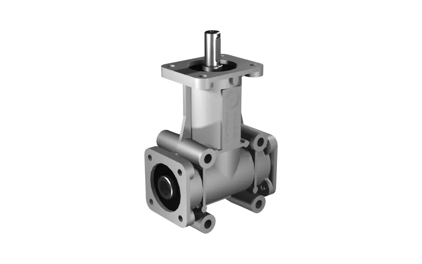 Poggi vinkelgear 2028, R1:1, D1/2, Ø19h7 / Ø19H7, 3-vejs, Aluminium