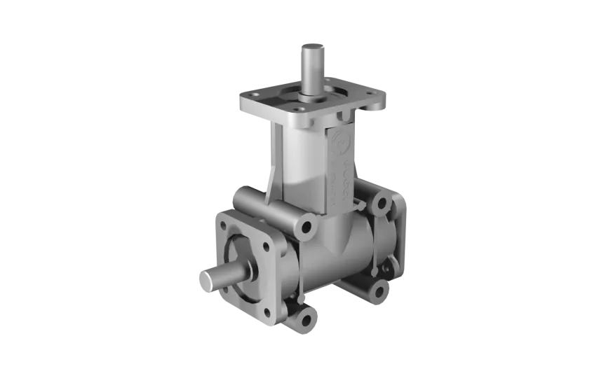 Poggi right angle gearbox 2030, R1:1, D2, Ø19h7, 2-way, Aluminium