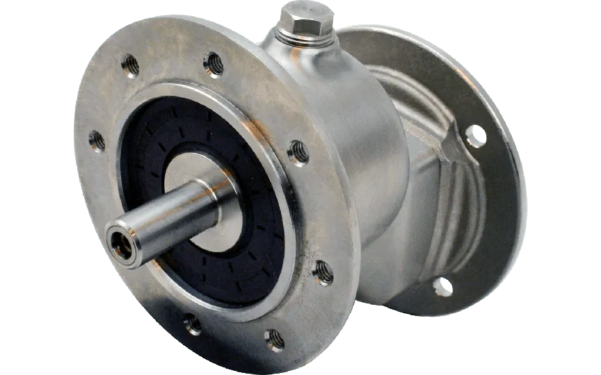 Clean-Geartech 211N, 1 Stufig Stirnradgetriebe, 4,7:1, Eingang 63B14, Abgang 71B14, Edelstahl