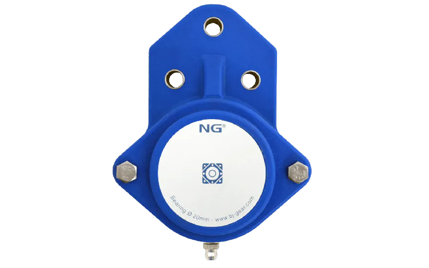 NG wasserdicht Flanschlager F3 Ø20, 3-Loch, geschlossen Deckel, blau
