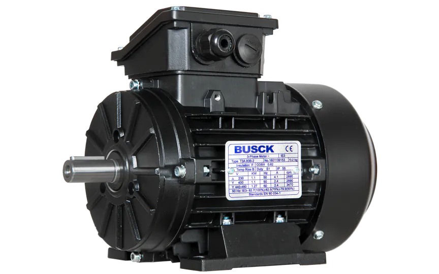 Busck AC motor T3A80A-2B3, 0,75kW, 2890RPM, B3, 230/400, 50 Hz, Aluminium