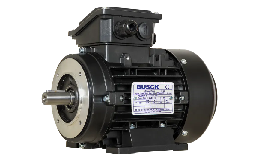 Busck AC motor T3A80B-2B34, 1,1kW, 2900RPM, B34, 230/400, 50 Hz, Aluminium