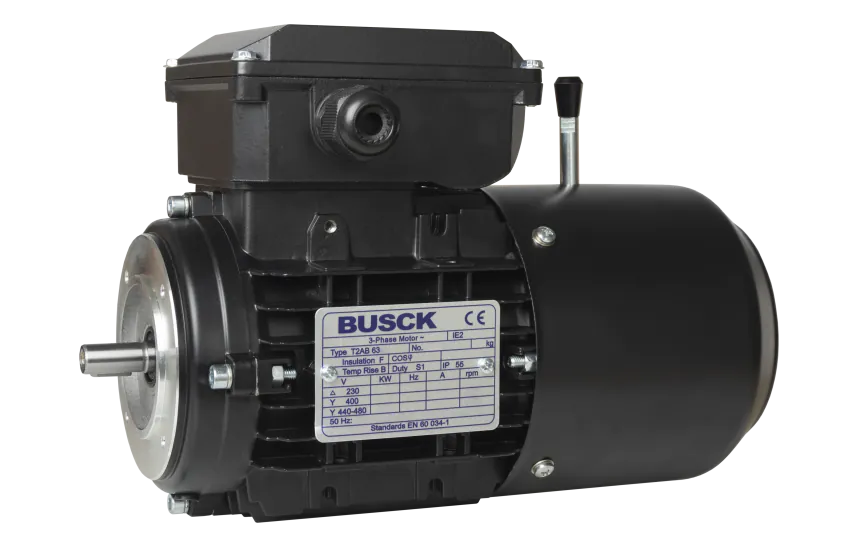 Busck AC brake motor T2AB63B-6, 0.12kW, 850RPM, 230/400V, 50Hz, aluminium