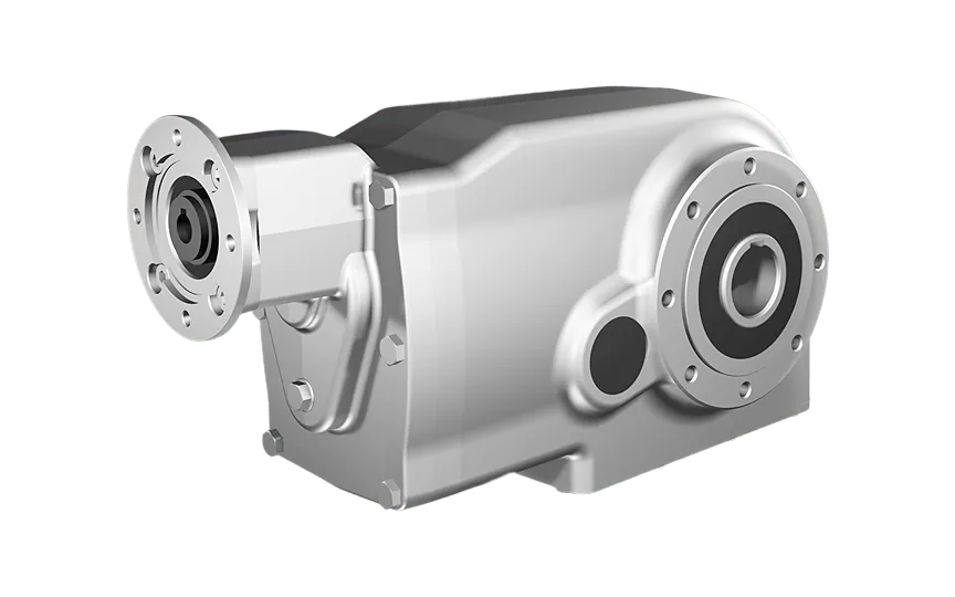 Clean-Geartech X74N, helical bevel gear Ø40H7 hollow shaft, 163,02:1, input 71B14, V5, stainless steel