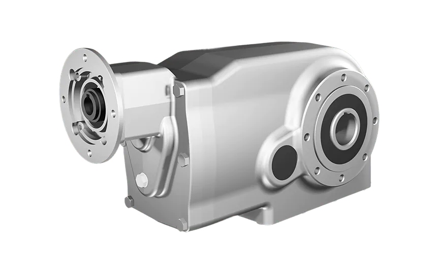 Clean-Geartech X74N, helical bevel gear Ø40H7 hollow shaft, 163,02:1, input 80B14, V5, stainless steel