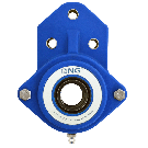 NG wasserdicht Flanschlager F3 Ø20, 3-Loch, offener Deckel, blau