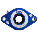 NG waterproof flange bearing F2 Ø30, 2-bolt, open cover, blue
