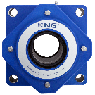 NG waterproof flange bearing F4 Ø60, 4-bolt, open cover, blue