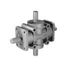 Poggi right angle gearbox 2026, R1:1, D1/2, Ø24h7, 4-way, Reduced backlash, Aluminium