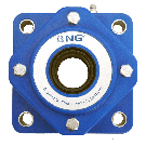 NG waterproof flange bearing F4 Ø20, 4-bolt, open cover, blue