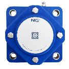 NG wasserdicht Flanschlager F4 Ø30, 4-Loch, geschlossen Deckel, blau