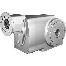 Clean-Geartech X74N, Kegelstirnradgetriebe Ø40H7 Hohlwelle, 99,66:1, Eingang 71B14, B3, Edelstahl