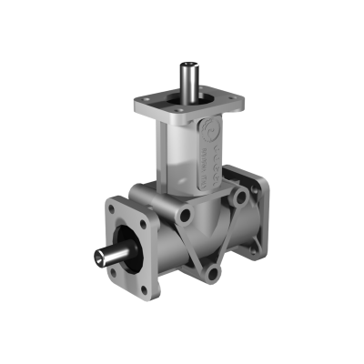 Poggi Kegelradgetriebe 4000, R1:1, D2, Ø8h7, Zweiweg, Aluminium Poggi Kegelradgetriebe 4000, R1:1, D2, Ø8h7, Zweiweg, Aluminium