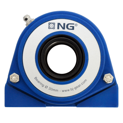 NG waterproof pillow block bearing with thread S2 Ø30, 2-bolt, open cover, blue NG waterproof pillow block bearing with thread S2 Ø30, 2-bolt, open cover, blue