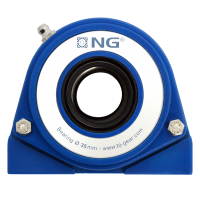 NG waterproof pillow block bearing with thread S2 Ø35, 2-bolt, open cover, blue NG waterproof pillow block bearing with thread S2 Ø35, 2-bolt, open cover, blue