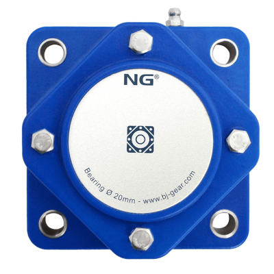 NG waterproof flange bearing F4 Ø20, 4-bolt, closed cover, blue