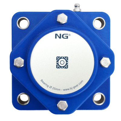 NG waterproof flange bearing F4 Ø25, 4-bolt, closed cover, blue NG waterproof flange bearing F4 Ø25, 4-bolt, closed cover, blue