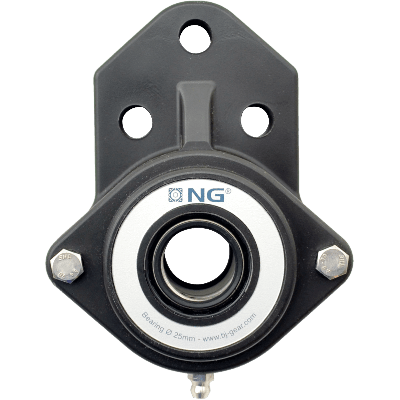 NG vandtæt flangeleje F3 Ø25, 3-huls, åbent dæksel