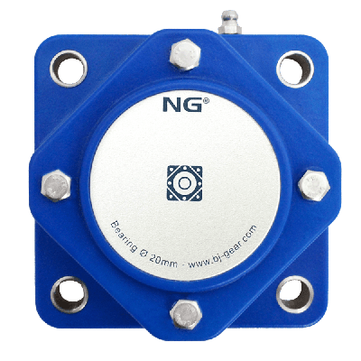 NG wasserdicht Flanschlager F4 Ø20, 4-Loch, geschlossen Deckel, blau