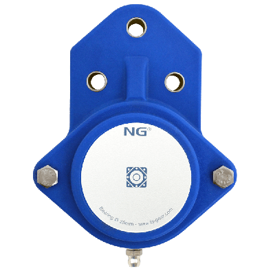 NG waterproof flange bearing F3 Ø25, 3-bolt, closed cover, blue