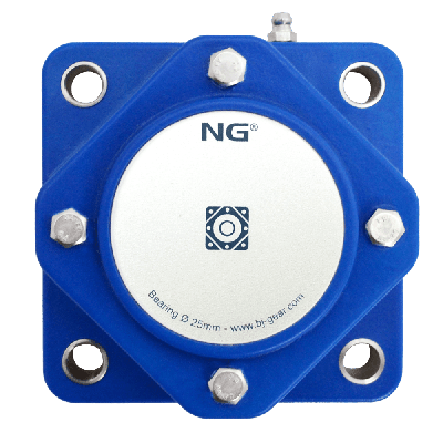 NG waterproof flange bearing F4 Ø25, 4-bolt, closed cover, blue