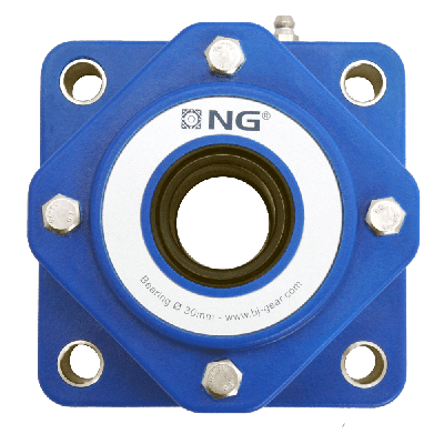NG wasserdicht Flanschlager F4 Ø30, 4-Loch, offener Deckel, blau