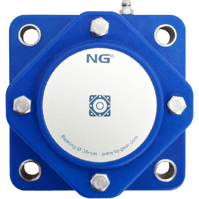NG wasserdicht Flanschlager F4 Ø35, 4-Loch, geschlossen Deckel, blau