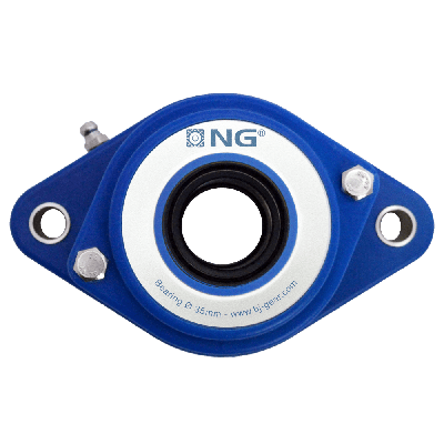 NG wasserdicht Flanschlager F2 Ø35, 2-Loch, offener Deckel, blau