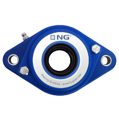 NG wasserdicht Flanschlager F2 Ø40, 2-Loch, offener Deckel, blau