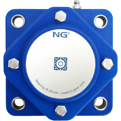 NG wasserdicht Flanschlager F4 Ø40, 4-Loch, geschlossen Deckel, blau