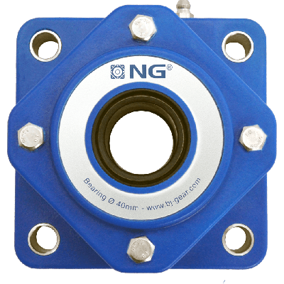NG wasserdicht Flanschlager F4 Ø40, 4-Loch, offener Deckel, blau