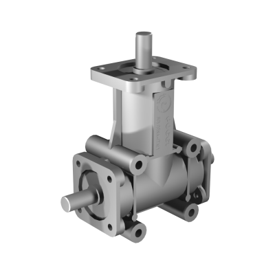 Poggi right angle gearbox 2031, R1:2, D1/2, Ø19h7, 3-way, Reduced backlash, Aluminium