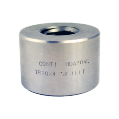 CONTI HDA Tr 20x4 cylindrical trapezoidal nut, left thread, stainless steel