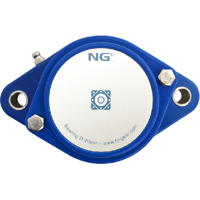 NG waterproof flange bearing F2 Ø40, 2-bolt, closed cover, blue
