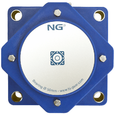 NG waterproof flange bearing F4 Ø50, 4-bolt, closed cover, blue