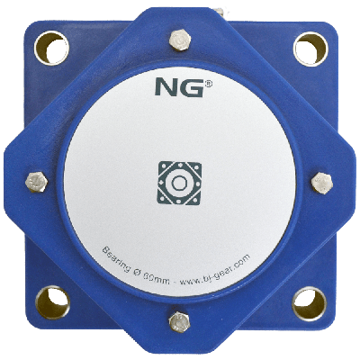 NG waterproof flange bearing F4 Ø60, 4-bolt, closed cover, blue