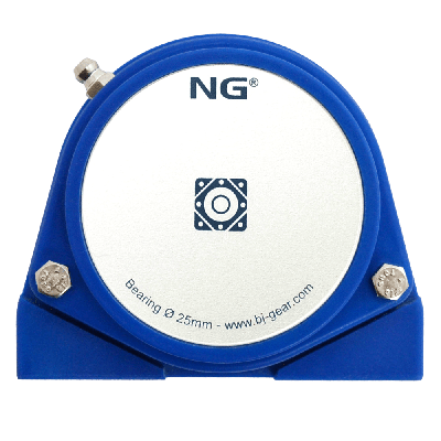 NG waterproof pillow block bearing with thread S2 Ø25, 2-bolt, closed cover, blue