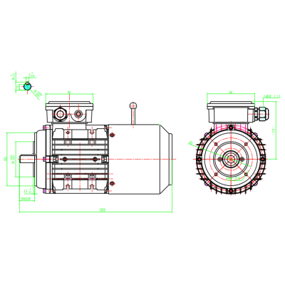 Busck AC brake motor T3AB90S-6, 0.75kW, 950RPM, 230/400V, 50Hz, aluminium