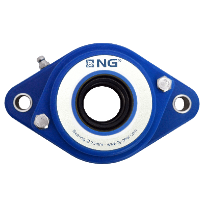 NG vandtæt flangeleje F2 Ø25, 2-huls, åbent dæksel, blå