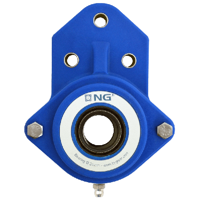 NG wasserdicht Flanschlager F3 Ø30, 3-Loch, offener Deckel, blau