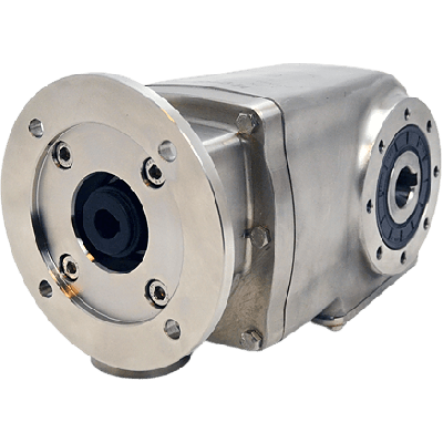 Clean-Geartech X62N, Kegelstirnradgetriebe Ø35H7 Hohlwelle, 24,45:1, Eingang 80B14, B3, Edelstahl