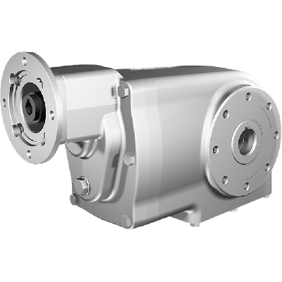 Clean-Geartech X43N, helical bevel gear Ø25H7 hollow shaft, 177,3:1, input 63B14, V5, stainless steel