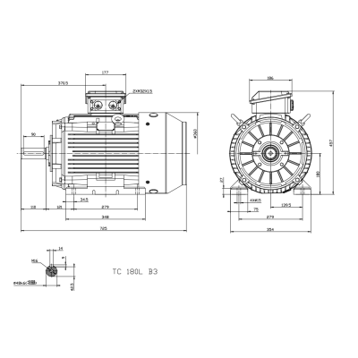 Busck Wechselstrommotor  T3CR225M-2B35, 45kW, 2950RPM, B35, 400/690, 50 Hz, Grauguss