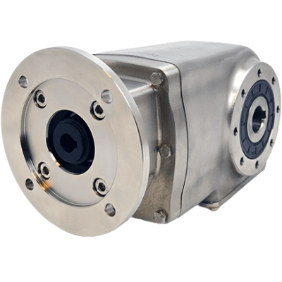 Clean-Geartech X42N, keglehjulsgear Ø25H7 hulaksel, 11,2:1, indgang 90B14, B3, rustfrit stål